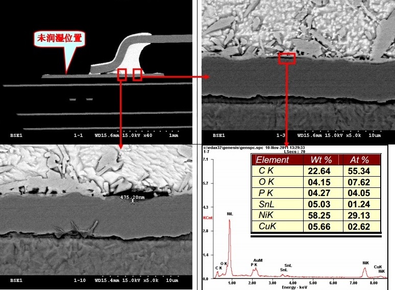 焊點切片SEM-EDS分析